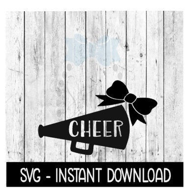 Cheer Megaphone With Cheer Cutout Bow Cheerleading SVG, SVG Files Instant Download, Cricut Cut Files, Silhouette Cut Files, Download, Print