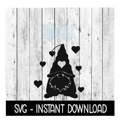 Gnome With Hearts, Valentine's Day SVG Files, Instant Download, Cricut Cut Files, Silhouette Cut Files, Download, Print