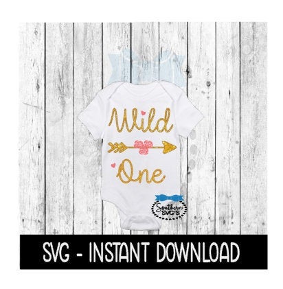 Wild One 1st Birthday, Arrow Flower Baby Bodysuit SVG, SVG Files, Instant Download, Cricut Cut Files, Silhouette Cut Files, Download, Print