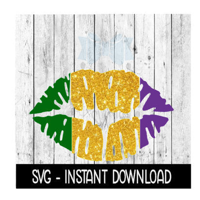 Mardi Gras Kissy Lips SVG Files, Instant Download, Cricut Cut Files, Silhouette Cut Files, Download, Print