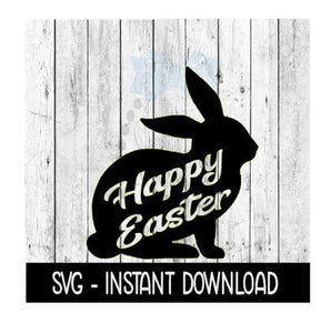 Easter Bunny Happy Easter Cut Out SVG, SVG Files, Instant Download, Cricut Cut Files, Silhouette Cut Files, Download, Print