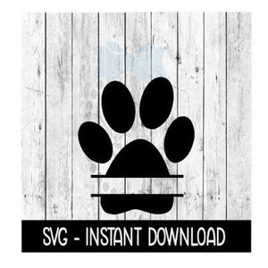 Dog Paw Split For Personalizing In Center SVG, SVG Files, Instant Download, Cricut Cut Files, Silhouette Cut Files, Download, Print