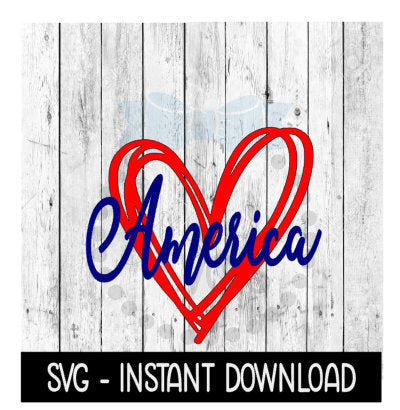 America Hand Drawn Heart 4th Of July SVG, Wine SVG Files, SVG Instant Download, Cricut Cut Files, Silhouette Cut Files, Download, Print