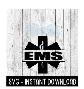 EMS Medical Symbol SVG, Emergency Symbol Split Frame SVG Files, Instant Download, Cricut Cut Files, Silhouette Cut Files, Download, Print