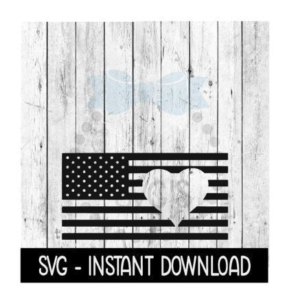 American Flag With Heart 4th Of July SVG, SVG Files, July 4th SVG Instant Download, Cricut Cut Files, Silhouette Cut Files, Download, Print