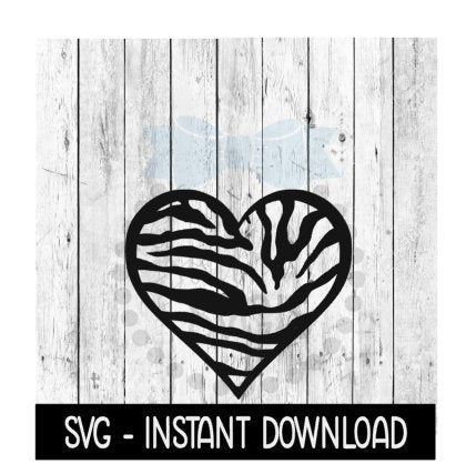 Zebra Stripes Heart SVG, SVG Files, Zebra Heart Tee Shirt SVG Instant Download, Cricut Cut Files, Silhouette Cut Files, Download, Print