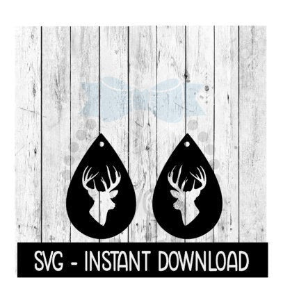 Earring SVG, Teardrop Deer Earrings SVG, SVG Files, Instant Download, Cricut Cut Files, Silhouette Cut Files, Download, Print