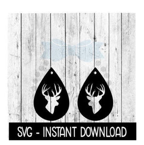 Earring SVG, Teardrop Deer Earrings SVG, SVG Files, Instant Download, Cricut Cut Files, Silhouette Cut Files, Download, Print