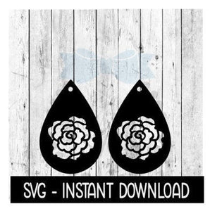 Earring SVG, Teardrop Rose Flower Earrings SVG, SVG Files, Instant Download, Cricut Cut Files, Silhouette Cut Files, Download, Print