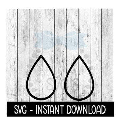 Earring SVG, Thin Open Teardrop Earrings SVG, SVG Files, Instant Download, Cricut Cut Files, Silhouette Cut Files, Download, Print