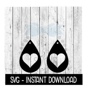 Earring SVG, Teardrop Heart Earrings SVG, SVG Files, Instant Download, Cricut Cut Files, Silhouette Cut Files, Download, Print