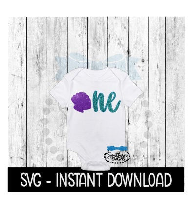 1st Birthday, Mermaid Clamshell Bodysuit SVG, Mermaid SVG Files, Instant Download, Cricut Cut Files, Silhouette Cut Files, Download, Print