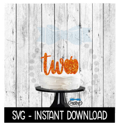 Cake Topper SVG File, 2nd Birthday Two Pumpkin Cupcake Topper SVG, Instant Download, Cricut Cut Files, Silhouette Cut Files, Download, Print