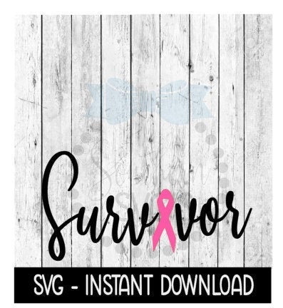 Survivor Cancer Ribbon SVG, Cancer Ribbon SVG, Wine Glass SVG, Instant Download, Cricut Cut Files, Silhouette Cut Files, Download, Print