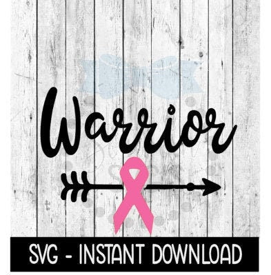 Warrior Cancer Ribbon SVG, Breast Cancer Ribbon SVG, Wine Glass SVG, Instant Download, Cricut Cut File, Silhouette Cut File, Download, Print