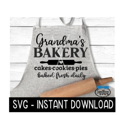 Christmas SVG, Grandma's Bakery Farmhouse SVG Files, Apron SVG Instant Download, Cricut Cut Files, Silhouette Cut Files, Download, Print