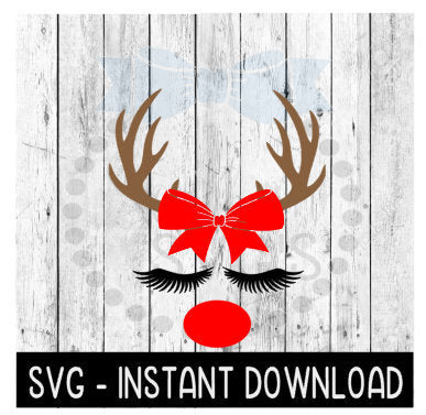 Christmas SVG, Holiday Girl Reindeer SVG Files, Christmas Tree SVG Instant Download, Cricut Cut Files, Silhouette Cut Files, Download, Print