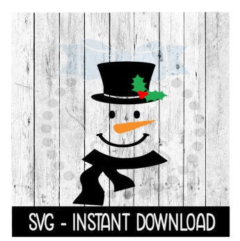 Snowman SVG, Holiday Snowman SVG Files, Instant Download, Cricut Cut Files, Silhouette Cut Files, Download, Print