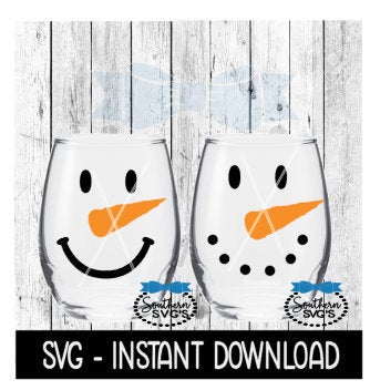 Snowman SVG, Holiday Snowman Wine Glass SVG Files, Instant Download, Cricut Cut Files, Silhouette Cut Files, Download, Print