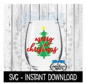 Christmas SVG, Merry Christmas Tree Wine Glass SVG Files, Instant Download, Cricut Cut Files, Silhouette Cut Files, Download, Print