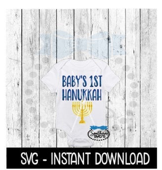 Baby's 1st Hanukkah SVG, Hanukkah SVG, Baby Bodysuit SVG Files, Instant Download, Cricut Cut Files, Silhouette Cut Files, Download, Print