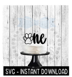 Cake Topper SVG File, One Paw Birthday Doggy Cupcake Topper SVG, Instant Download, Cricut Cut Files, Silhouette Cut Files, Download, Print