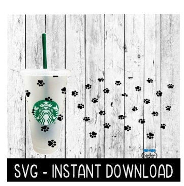 Full Wrap For Starbucks Cup, Paw Print Pre Sized Cold Brew SVG File, SVG Instant Download, Cricut Cut File, Silhouette File Download