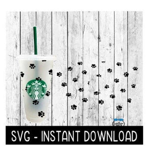 Full Wrap For Starbucks Cup, Paw Print Pre Sized Cold Brew SVG File, SVG Instant Download, Cricut Cut File, Silhouette File Download