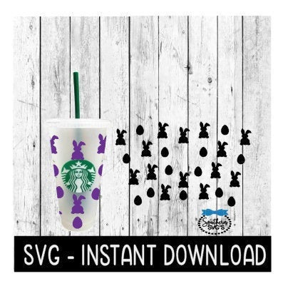 Full Wrap For Starbucks Cup, Easter Bunny Pre Sized Cold Brew Cup SVG File, SVG Instant Download, Cricut Cut File, Silhouette File Download