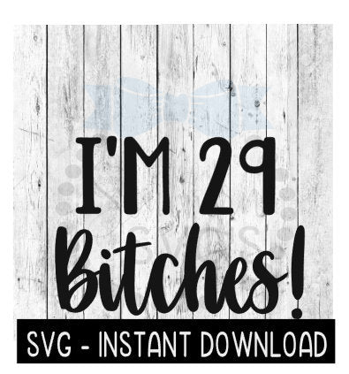 I'm 29 Bitches SVG, 29th Birthday Funny Adult SVG, Instant Download, Cricut Cut Files, Silhouette Cut Files, Download, Print