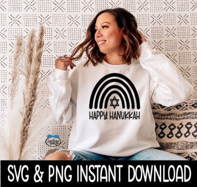 Happy Hanukkah SVG Hanukkah Rainbow SVG File, Tee Shirt SvG Instant Download, Cricut Cut Files, Silhouette Cut Files, Download, Print