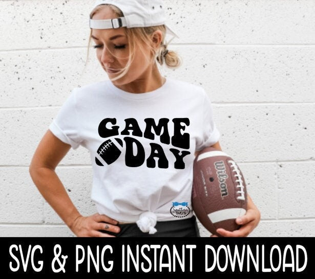 Game Day Wavy Letters Football SVG File, Tee Shirt SvG Instant Download, Cricut Cut Files, Silhouette Cut Files, Download, Print