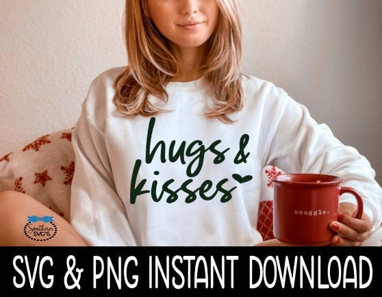 Hugs And Kisses Valentine's Day Tee Shirt SVG, Valentine's Day PnG, Wine Glass SVG, Instant Download, Cricut Cut Files, Silhouette Cut Files, Print