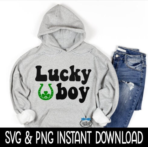 St Patrick's Day SVG, Lucky Boy Tee Shirt SVG, Shamrock Horseshoe, St Patty's SvG, Instant Download, Cricut Cut Files, Silhouette Cut Files, Print
