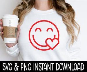 Smiley Face With Heart SVG, Smiley Face Tee Shirt SVG, Wine Glass SvG, Funny SVG, Instant Download, Cricut Cut Files, Silhouette Cut Files, Print