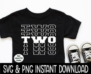 Two Birthday SVG, 2nd Birthday SvG Files, Tee Shirt SvG Instant Download, Cricut Cut File, Silhouette Cut File, Download, Print