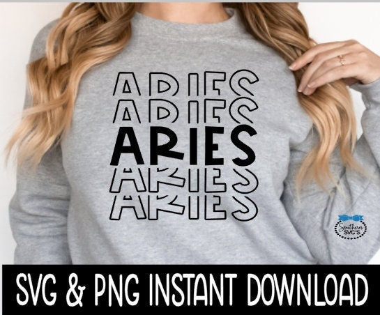 Aries SVG Files, Aries Stacked SVG, Aries Stacked PNG, Instant Download, Cricut Cut Files, Silhouette Cut Files, Download, Print