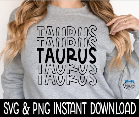 Taurus SVG Files, Taurus Stacked SVG, Taurus Stacked Instant Download, Cricut Cut Files, Silhouette Cut Files, Download, Print