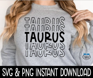 Taurus SVG Files, Taurus Stacked SVG, Taurus Stacked Instant Download, Cricut Cut Files, Silhouette Cut Files, Download, Print