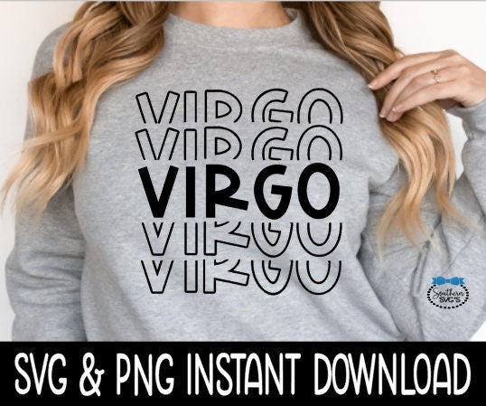 Virgo SVG Files, Virgo Stacked SVG, Virgo Stacked PNG, SVG Instant Download, Cricut Cut Files, Silhouette Cut Files, Download, Print