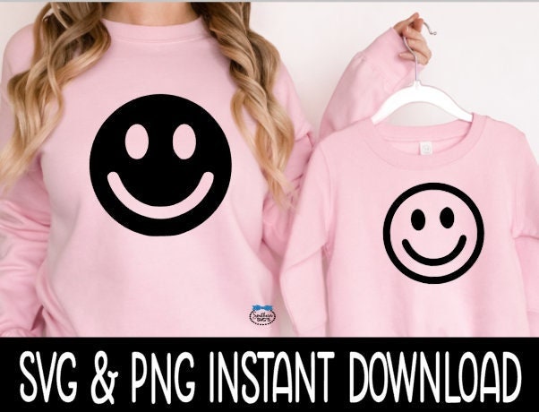 Smiley Face SVG Set, Smiley Face Mom And Child Matching Tee SvG, Instant Download, Cricut Cut Files, Silhouette Cut Files