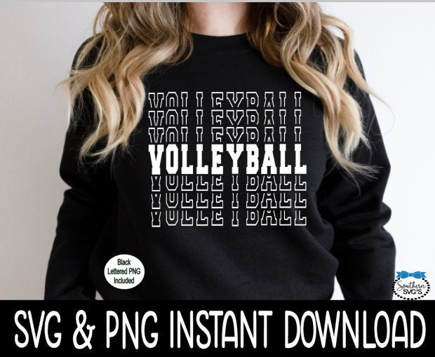 Volleyball Stacked SVG, Volleyball Stacked Tee Shirt SVG, Instant Download, Cricut Cut Files, Silhouette Cut Files, Print