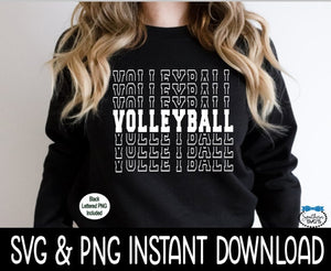 Volleyball Stacked SVG, Volleyball Stacked Tee Shirt SVG, Instant Download, Cricut Cut Files, Silhouette Cut Files, Print