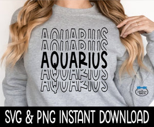 Aquarius SVG Files, Aquarius Stacked SVG, Aquarius Stacked Instant Download, Cricut Cut Files, Silhouette Cut Files, Download, Print