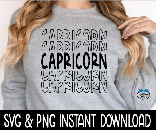 Capricorn SVG Files, Capricorn Stacked SVG, Capricorn Stacked Instant Download, Cricut Cut Files, Silhouette Cut Files, Download, Print