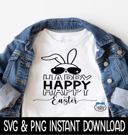 Happy Easter bunny SVG, Happy Easter Bunny Easter Stacked Tee SVG, Instant Download, Cricut Cut Files, Silhouette Cut File, Print