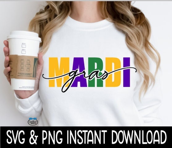 Mardi Gras SVG Files, Mardi Gras Multi Colored SVG, Mardi Gras Tee SVG Instant Download, Cricut Cut Files, Silhouette Cut File, Download, Print