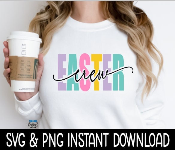 Easter Crew SVG, Easter Crew Tee SVG, Multi Colored Letters Easter Tee SVG, Instant Download, Cricut Cut Files, Silhouette Cut File, Print