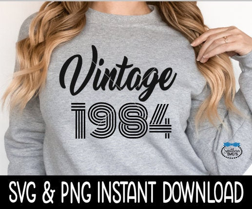 Vintage 1984 Birthday SVG, Vintage 1984 Birthday Tee Shirt SvG Instant Download, Cricut Cut File, Silhouette Cut File, Printable