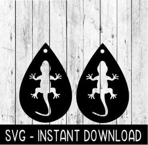 Earring SVG, Lizard Earring SVG, Gecko Teardrop Earrings SvG Files, Instant Download, Cricut Cut Files, Silhouette Cut Files, Download